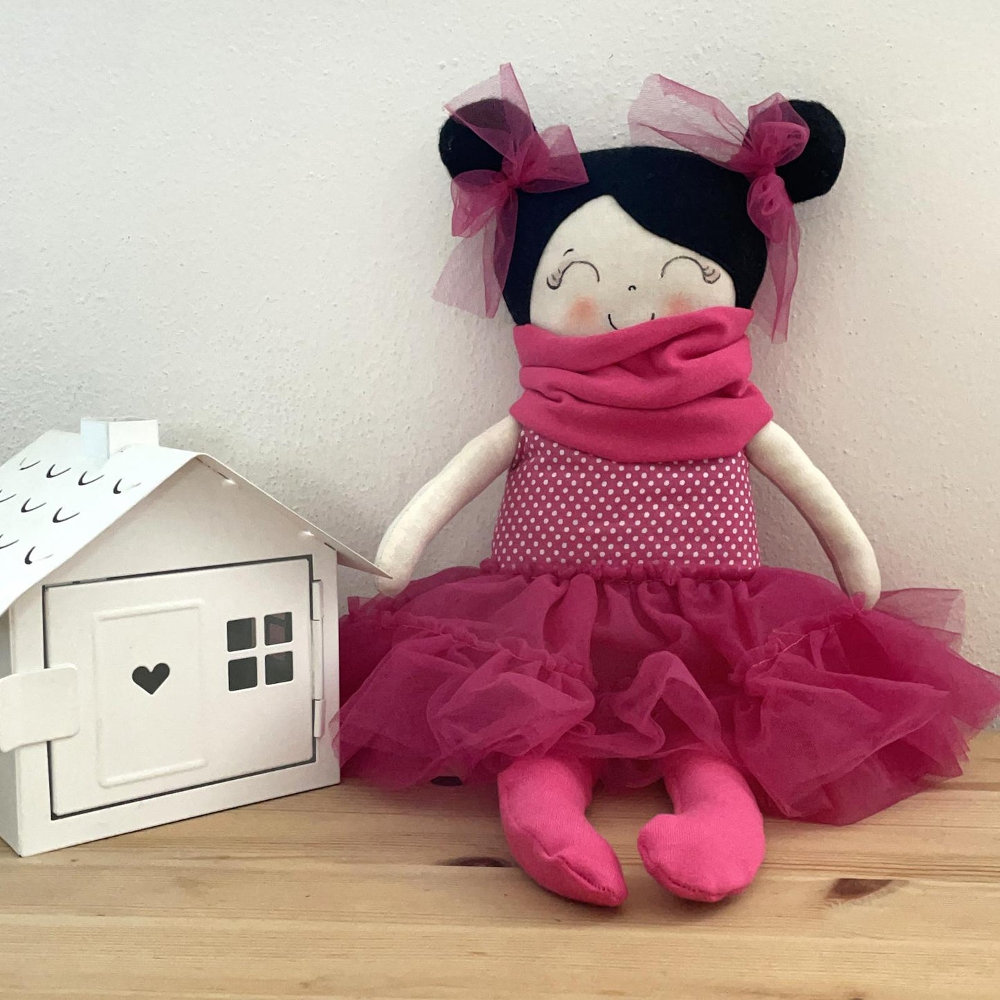 Bambola di stoffa ballerina rosa