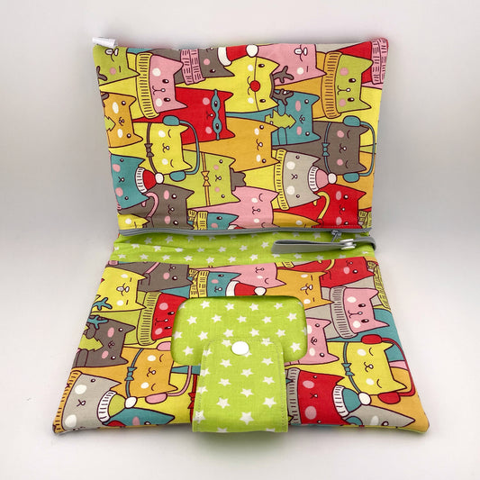 Multitasca porta pannolini fantasia gattini colorati